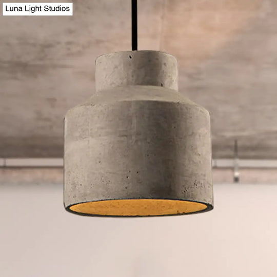 Adjustable Cord Industrial Pendant Lighting In Grey - 6.5/8.5/10.5 Diameter Barn/Cylinder/Dome Shape