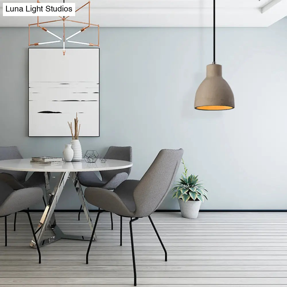 Adjustable Cord Industrial Pendant Lighting In Grey - 6.5/8.5/10.5 Diameter Barn/Cylinder/Dome Shape