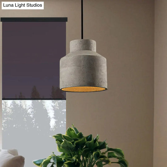Adjustable Cord Industrial Pendant Lighting In Grey - 6.5/8.5/10.5 Diameter Barn/Cylinder/Dome Shape