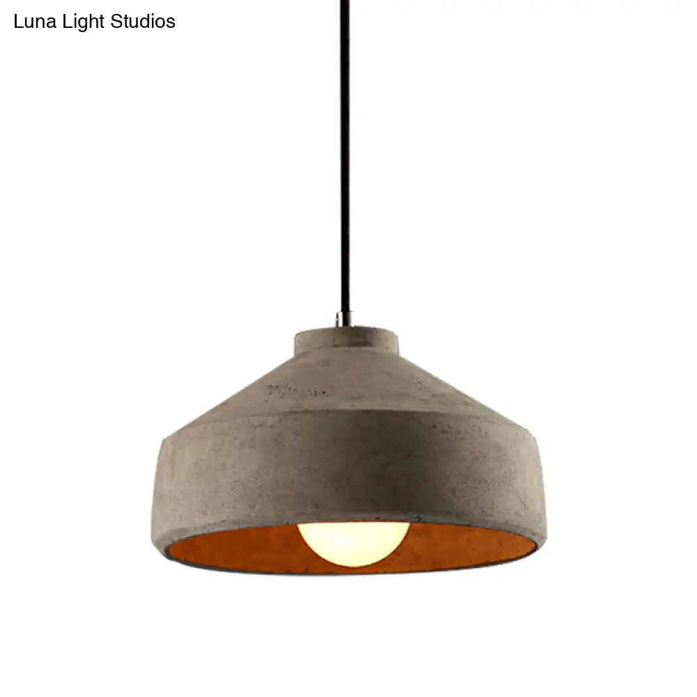 Adjustable Cord Industrial Pendant Lighting In Grey - 6.5/8.5/10.5 Diameter Barn/Cylinder/Dome Shape
