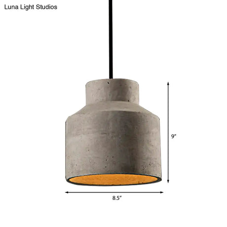 Adjustable Cord Industrial Pendant Lighting In Grey - 6.5/8.5/10.5 Diameter Barn/Cylinder/Dome Shape