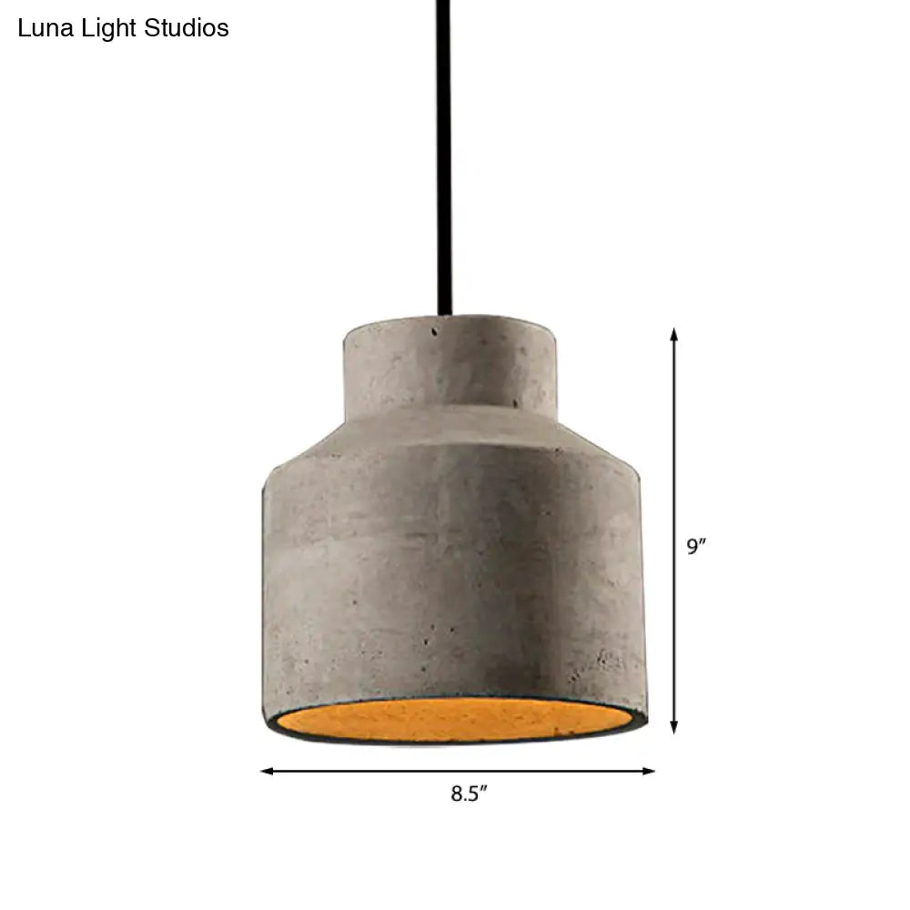 Adjustable Cord Industrial Pendant Lighting In Grey - 6.5/8.5/10.5 Diameter Barn/Cylinder/Dome Shape