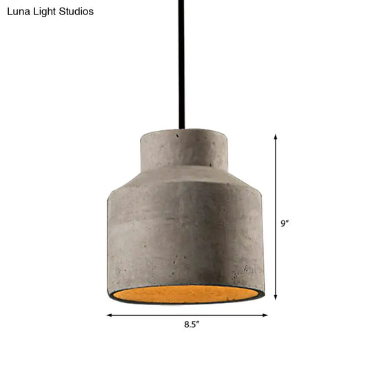 Adjustable Cord Industrial Pendant Lighting In Grey - 6.5/8.5/10.5 Diameter Barn/Cylinder/Dome Shape