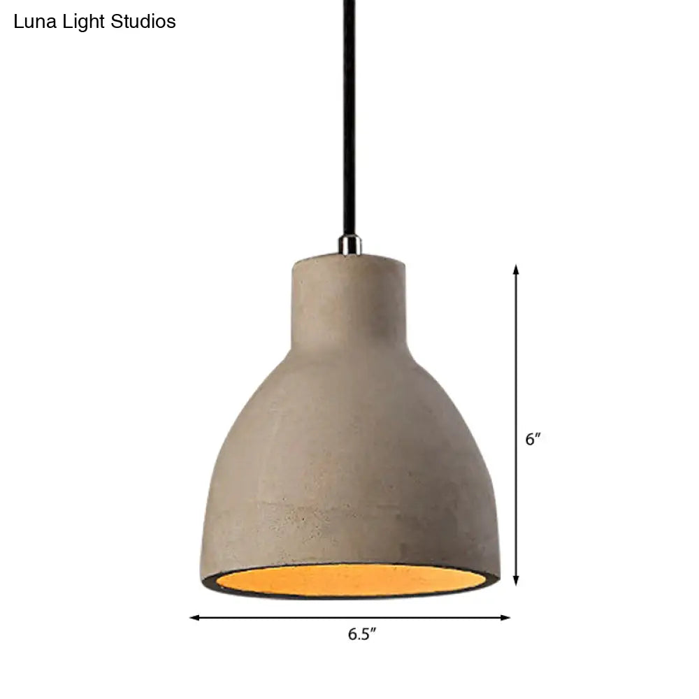 Adjustable Cord Industrial Pendant Lighting In Grey - 6.5/8.5/10.5 Diameter Barn/Cylinder/Dome Shape