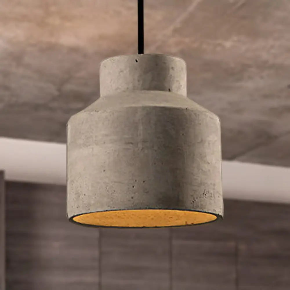 Adjustable Cord Industrial Pendant Lighting In Grey - 6.5/8.5/10.5 Diameter Barn/Cylinder/Dome Shape