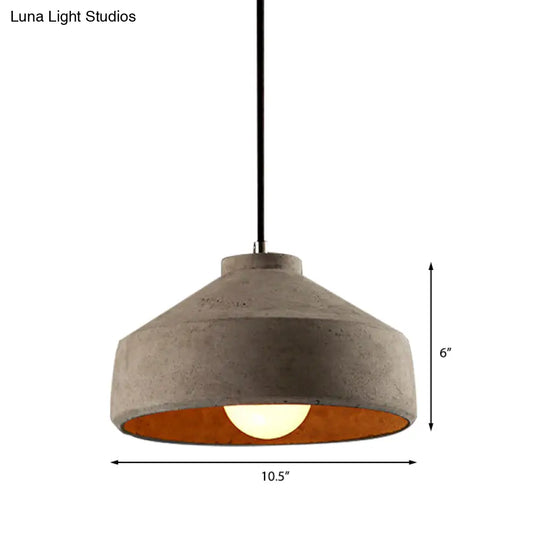 Adjustable Cord Industrial Pendant Lighting In Grey - 6.5/8.5/10.5 Diameter Barn/Cylinder/Dome Shape
