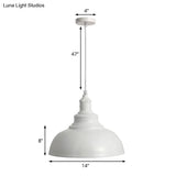 Adjustable Cord Pendant With Metal Dome Shade In Retro Black/Gray - 12’/14’/16’ W