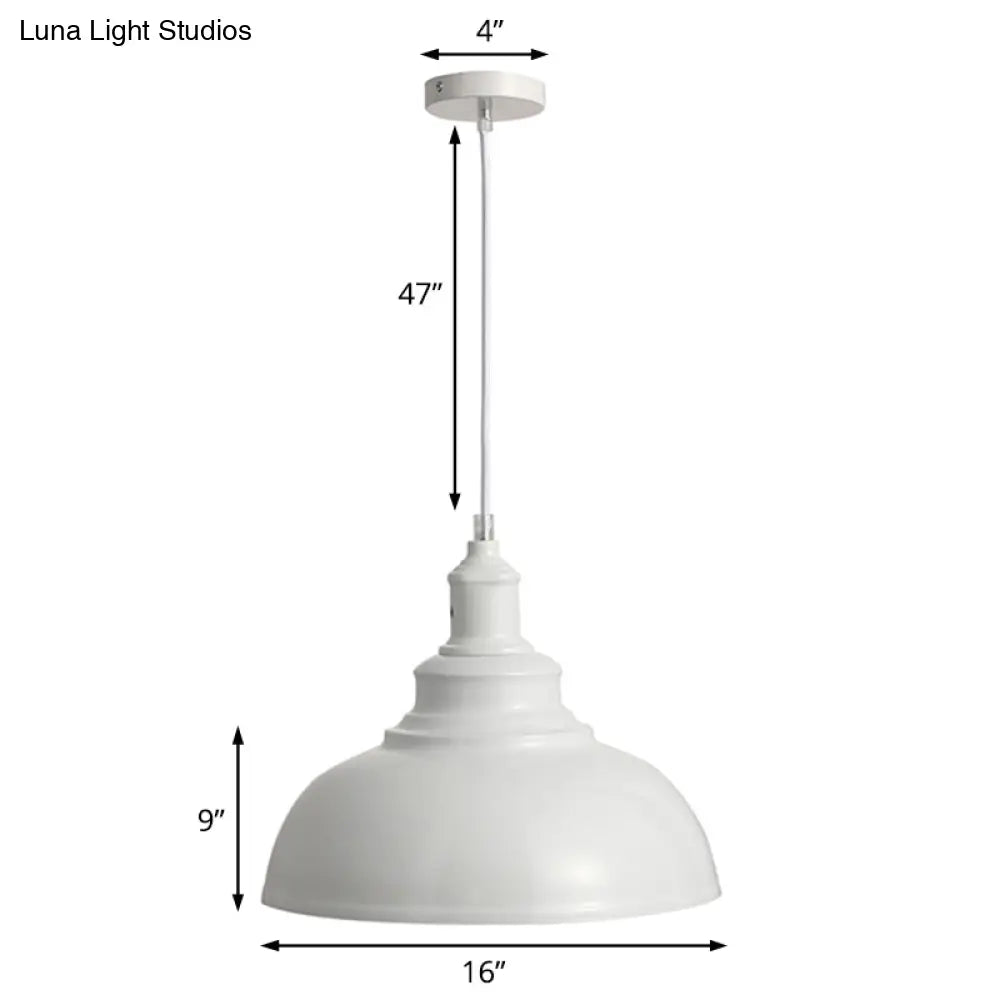 Adjustable Cord Pendant With Metal Dome Shade In Retro Black/Gray - 12’/14’/16’ W