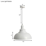 Adjustable Cord Pendant With Metal Dome Shade In Retro Black/Gray - 12’/14’/16’ W