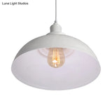 Adjustable Cord Pendant With Metal Dome Shade In Retro Black/Gray - 12’/14’/16’ W
