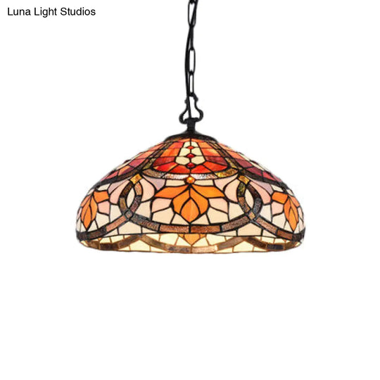 Adjustable Floral Stained Glass Pendant Light For Living Rooms And Kitchens