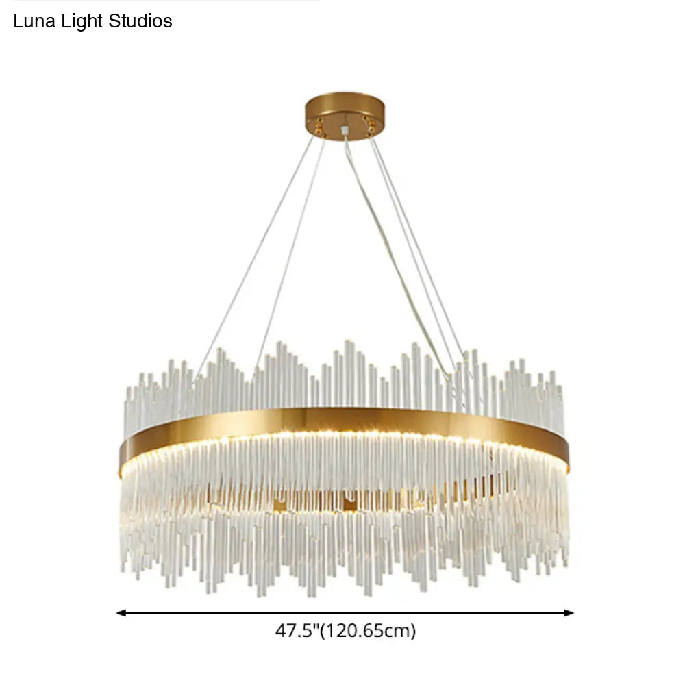 Adjustable Glass Crystal Drum Chandelier Pendant Light For Modern Living Rooms