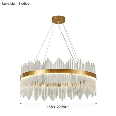 Adjustable Glass Crystal Drum Chandelier Pendant Light For Modern Living Rooms
