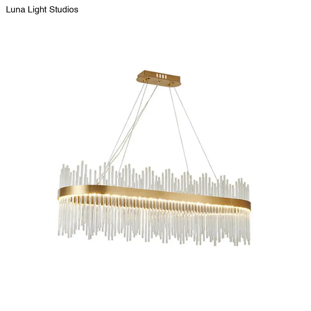 Adjustable Modern Crystal Drum Chandelier Pendant Light For Living Room Ceiling Gold / 23.5 Oval