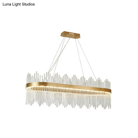 Adjustable Modern Crystal Drum Chandelier Pendant Light For Living Room Ceiling Gold / 23.5 Oval