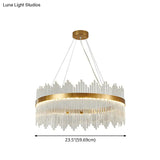 Adjustable Glass Crystal Drum Chandelier Pendant Light For Modern Living Rooms