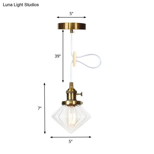Height Adjustable Industrial Hanging Pendant Light - 1-Light Indoor Black/Bronze/Brass Finish With