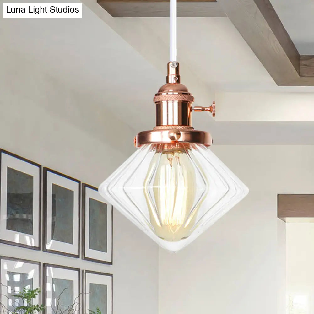 Height Adjustable Industrial Hanging Pendant Light - 1-Light Indoor Black/Bronze/Brass Finish With