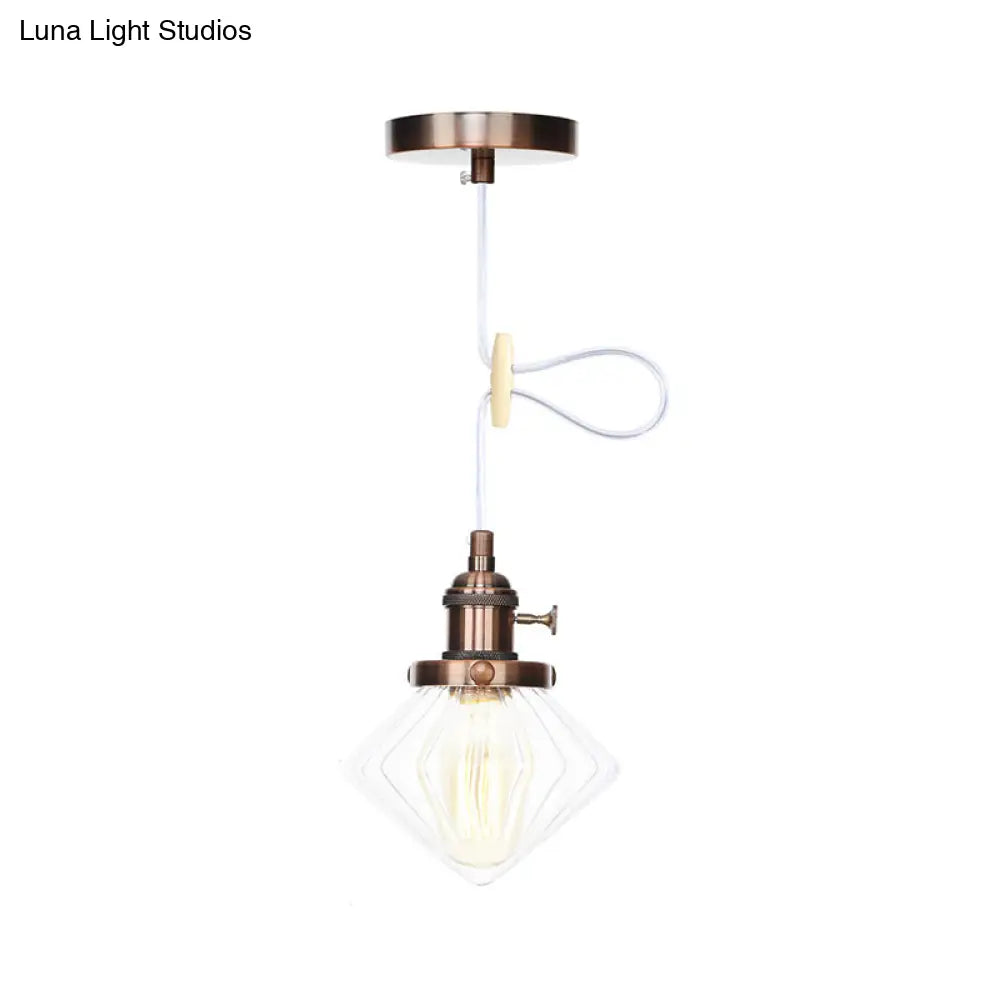 Height Adjustable Industrial Hanging Pendant Light - 1-Light Indoor Black/Bronze/Brass Finish With
