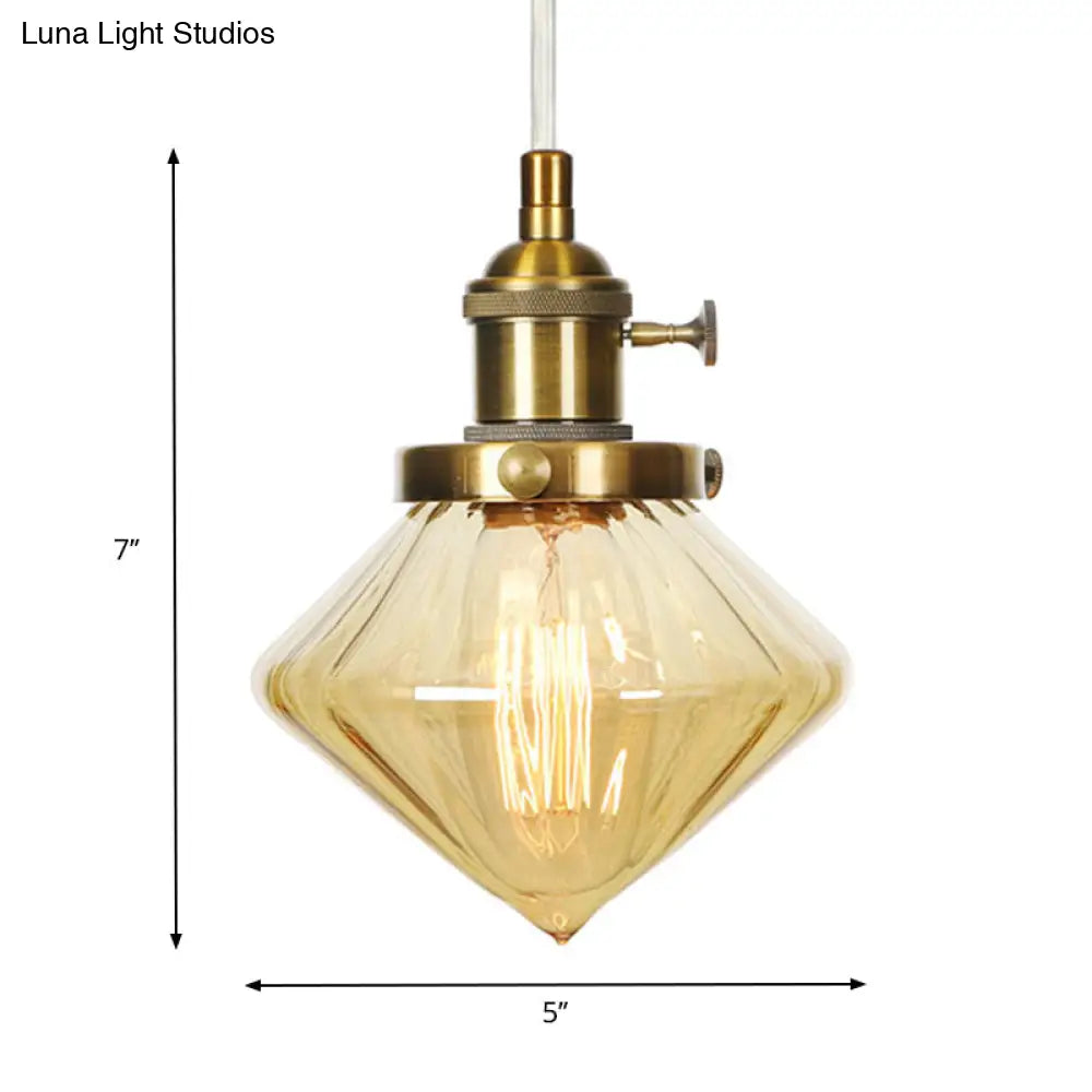 Height Adjustable Industrial Hanging Pendant Light - 1-Light Indoor Black/Bronze/Brass Finish With