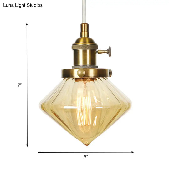 Height Adjustable Industrial Hanging Pendant Light - 1-Light Indoor Black/Bronze/Brass Finish With