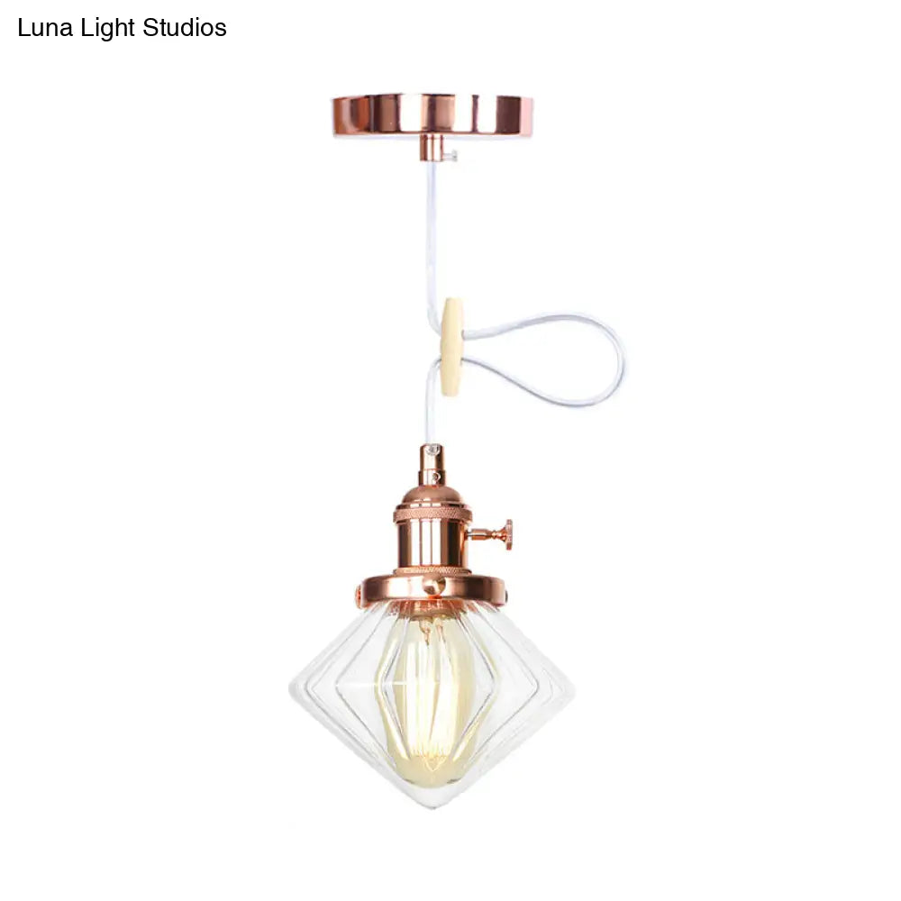 Height Adjustable Industrial Hanging Pendant Light - 1-Light Indoor Black/Bronze/Brass Finish With