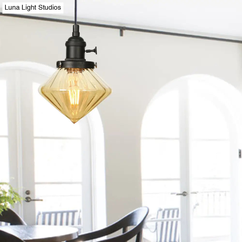 Height Adjustable Industrial Hanging Pendant Light - 1-Light Indoor Black/Bronze/Brass Finish With