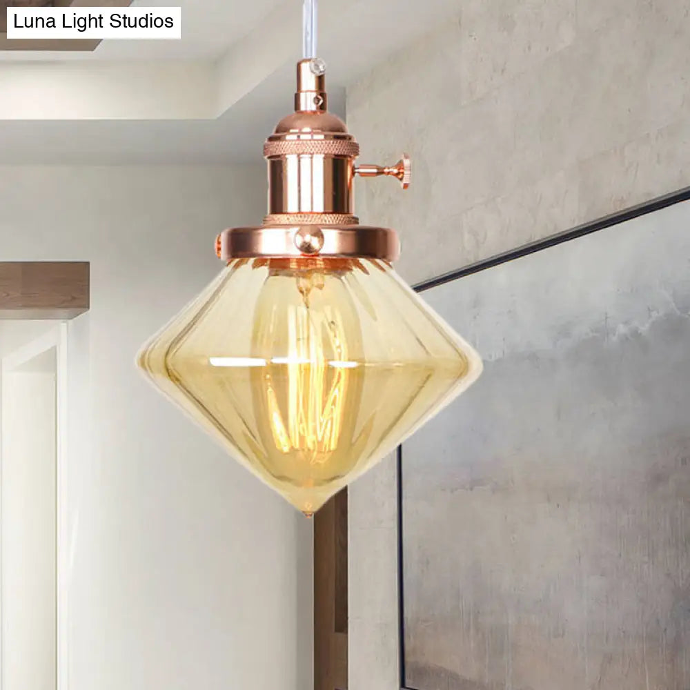 Height Adjustable Industrial Hanging Pendant Light - 1-Light Indoor Black/Bronze/Brass Finish With