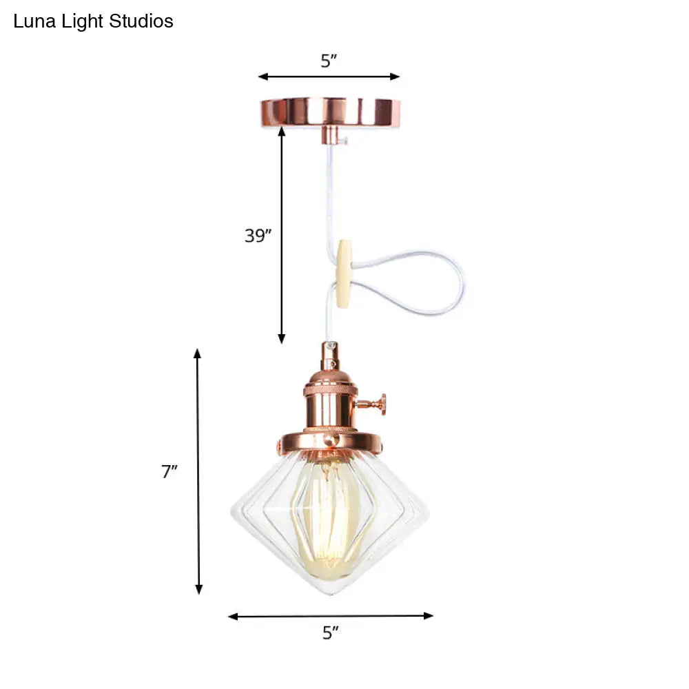 Height Adjustable Industrial Hanging Pendant Light - 1-Light Indoor Black/Bronze/Brass Finish With