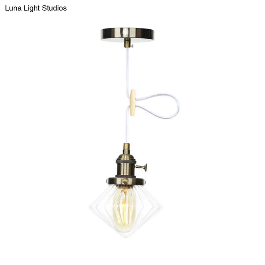 Height Adjustable Industrial Hanging Pendant Light - 1-Light Indoor Black/Bronze/Brass Finish With