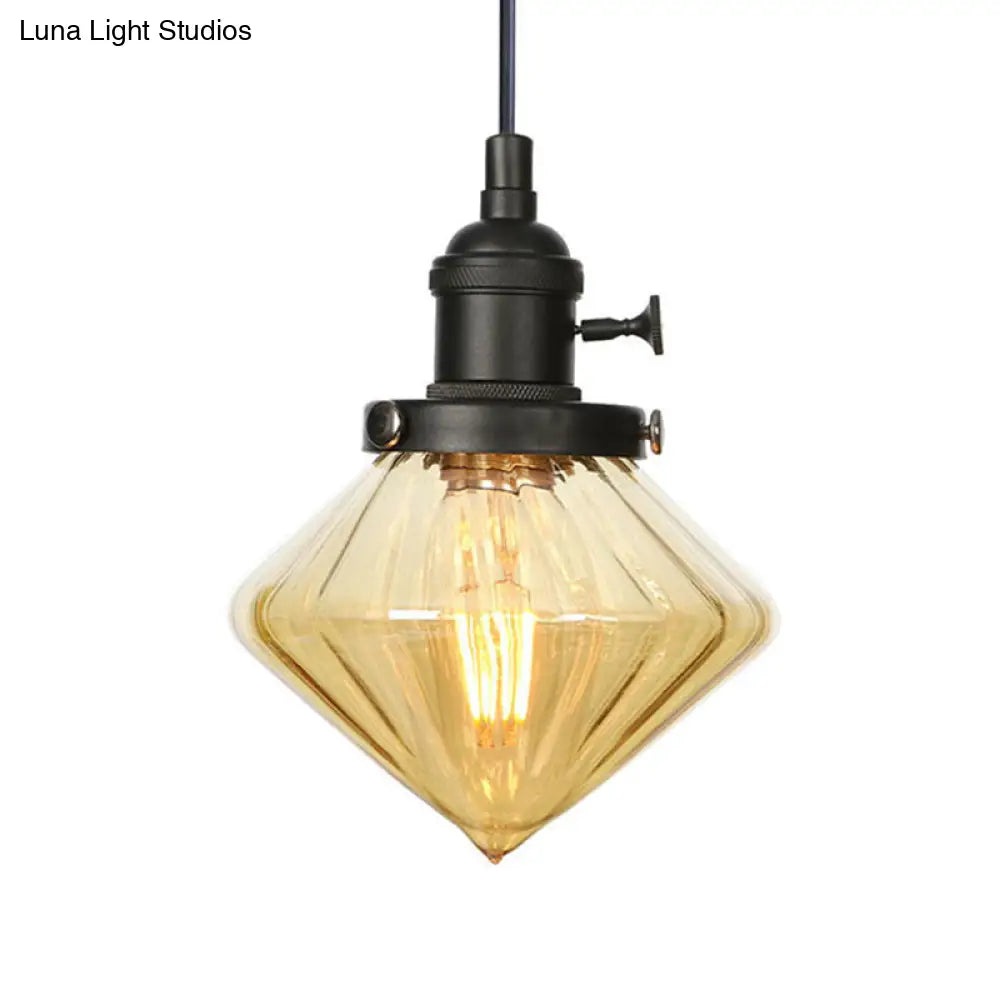 Height Adjustable Industrial Hanging Pendant Light - 1-Light Indoor Black/Bronze/Brass Finish With