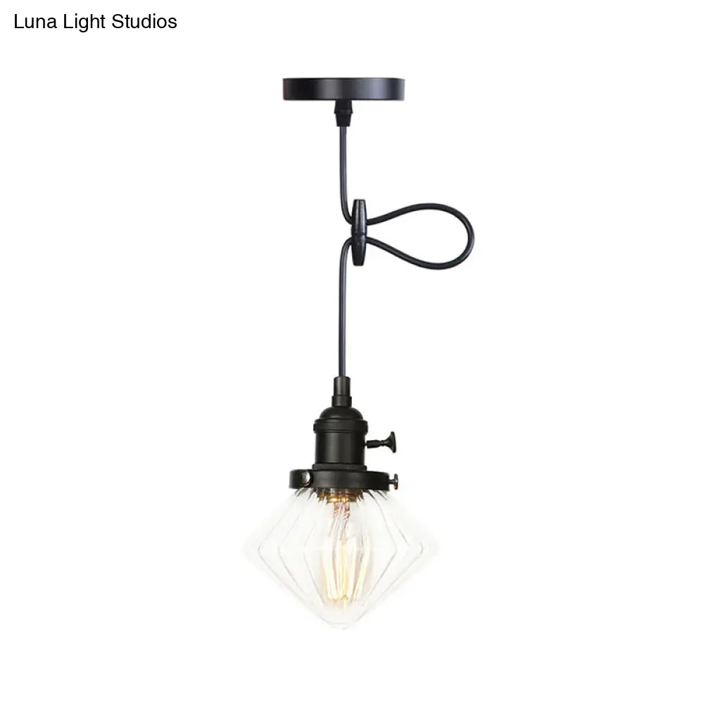 Height Adjustable Industrial Hanging Pendant Light - 1-Light Indoor Black/Bronze/Brass Finish With