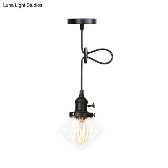 Height Adjustable Industrial Hanging Pendant Light - 1-Light Indoor Black/Bronze/Brass Finish With