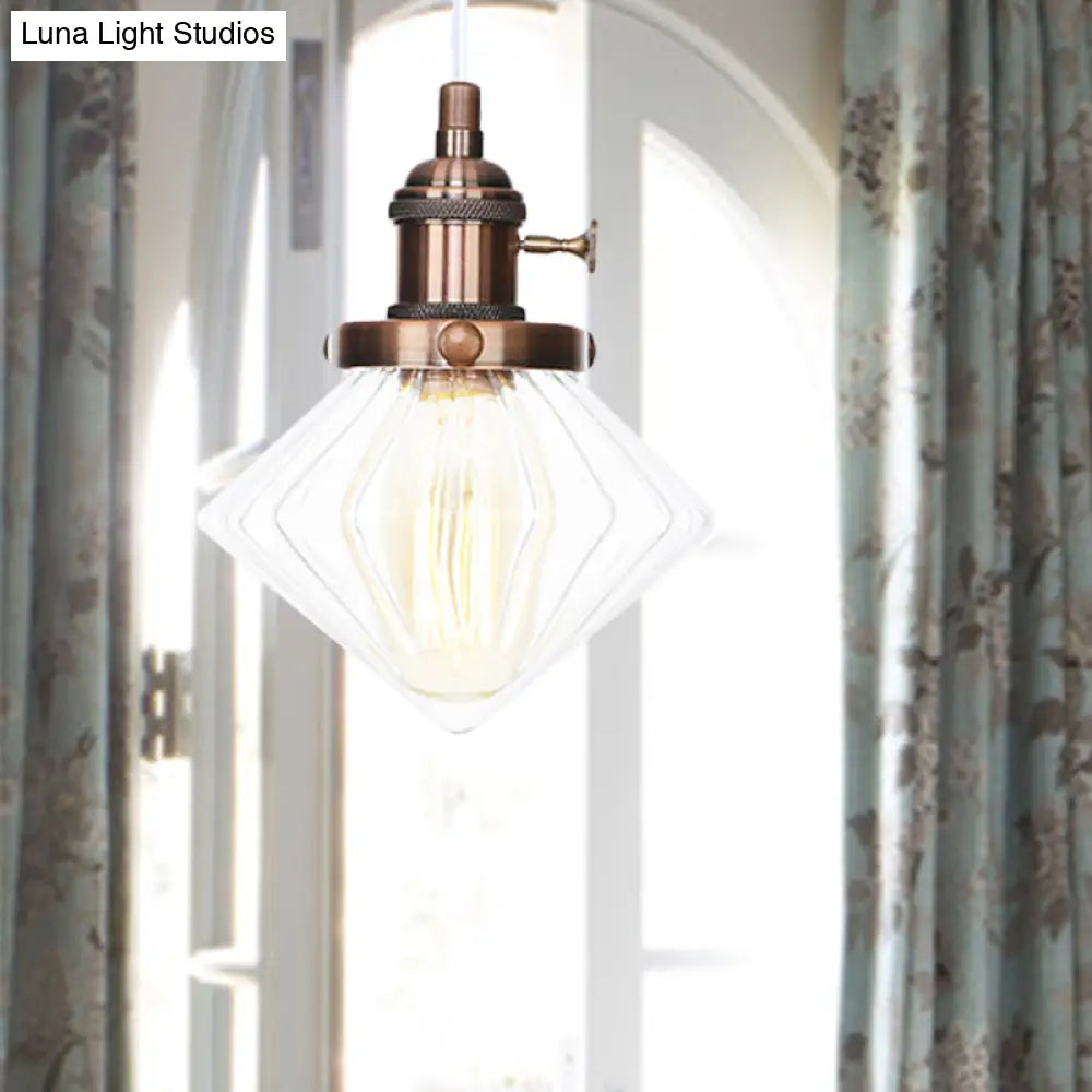 Height Adjustable Industrial Hanging Pendant Light - 1-Light Indoor Black/Bronze/Brass Finish With