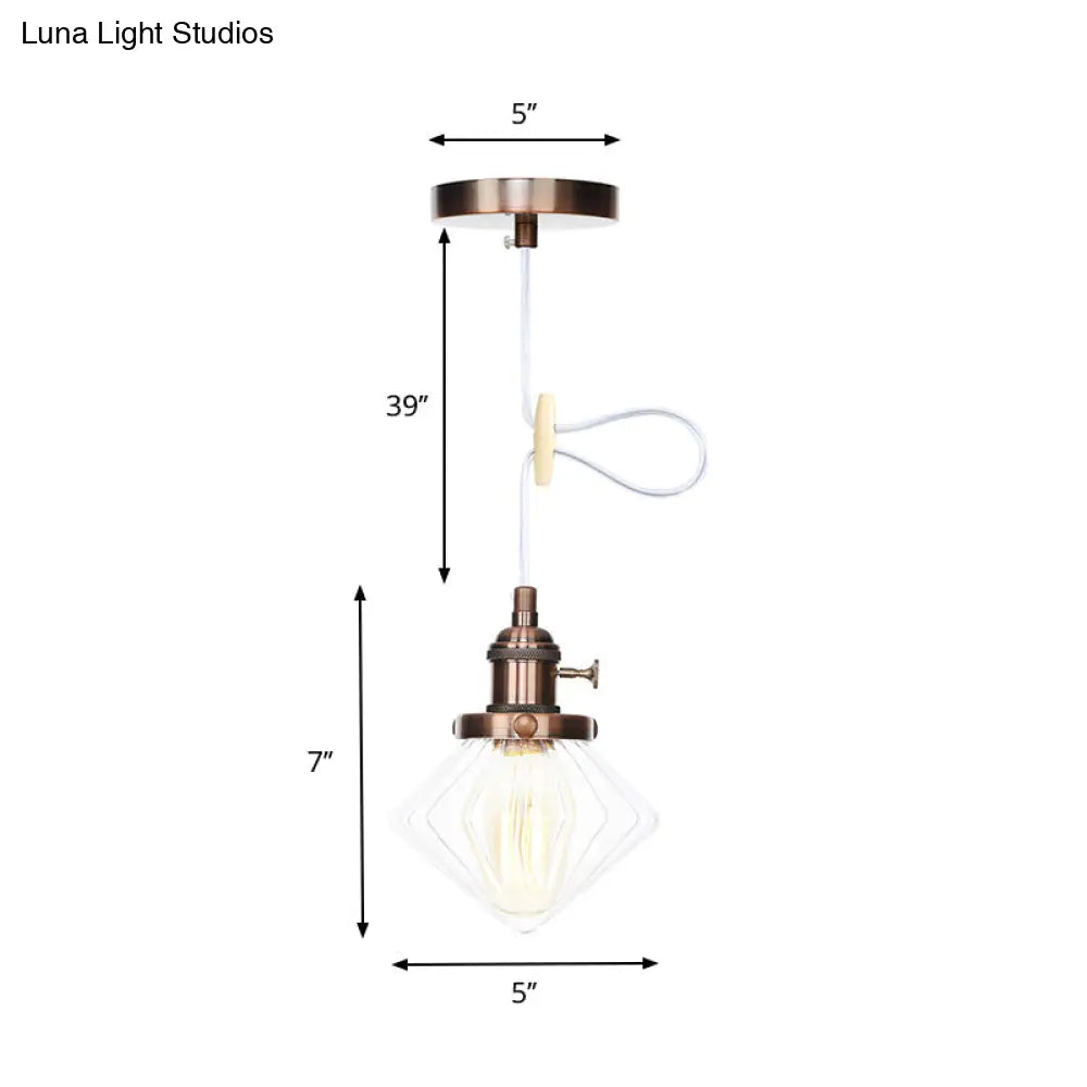 Height Adjustable Industrial Hanging Pendant Light - 1-Light Indoor Black/Bronze/Brass Finish With