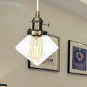 Adjustable Height Industrial Pendant Light With Diamond Glass Shade - Black/Bronze/Brass Finish