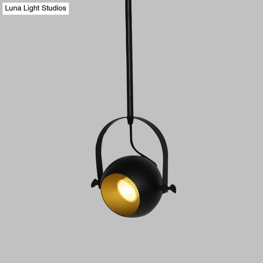 Adjustable Led Dome Pendant Spotlight In Antiqued Black Finish - With Handle