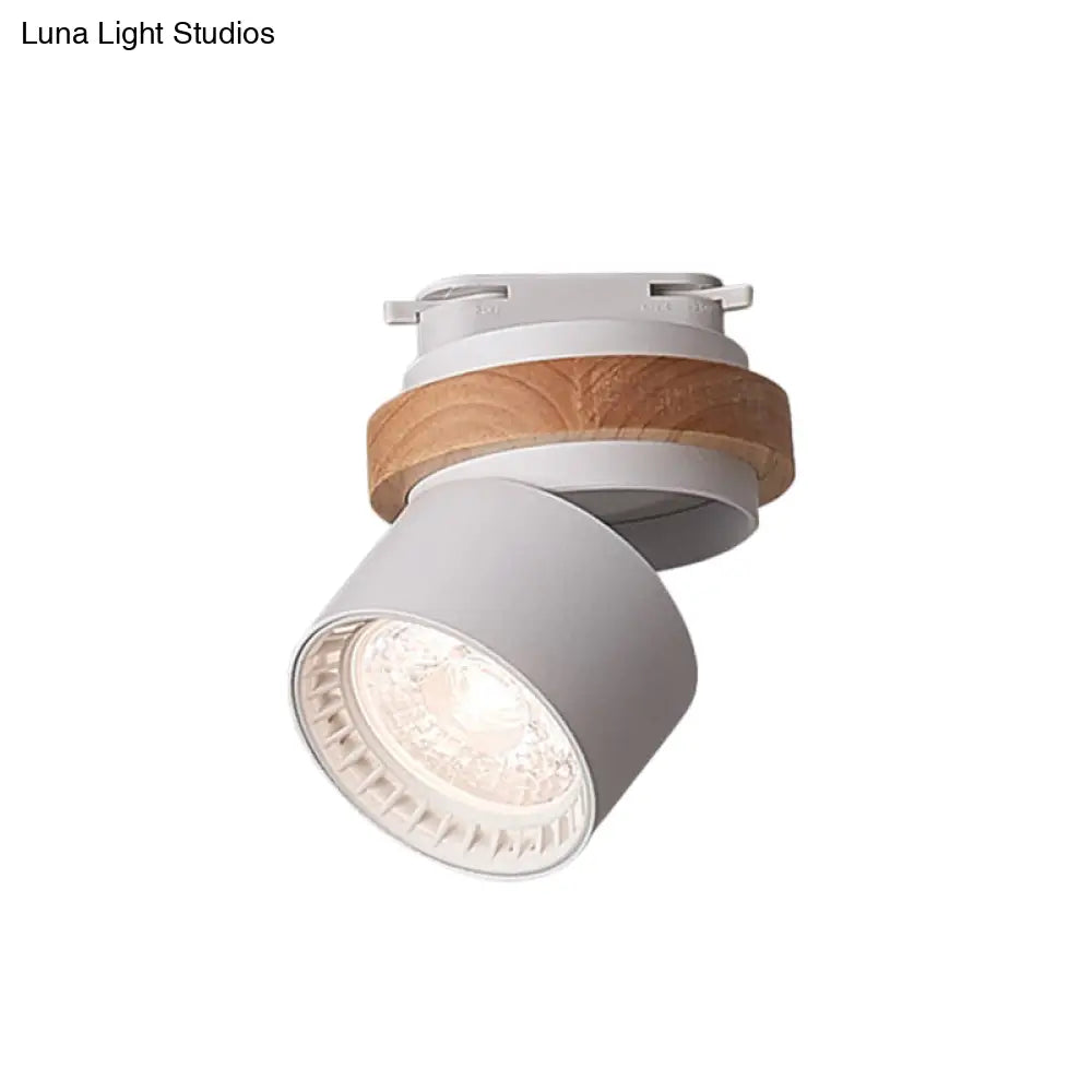 Adjustable Led Grey/Green/White Flush Mount: Modern Metallic Cylindrical Lighting In Macaron Style