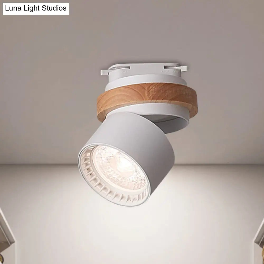 Adjustable Led Grey/Green/White Flush Mount: Modern Metallic Cylindrical Lighting In Macaron Style
