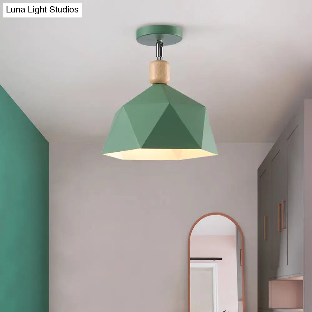Adjustable Macaron Hexagon Ceiling Mount Light In Gray/White/Green For Corridor Green