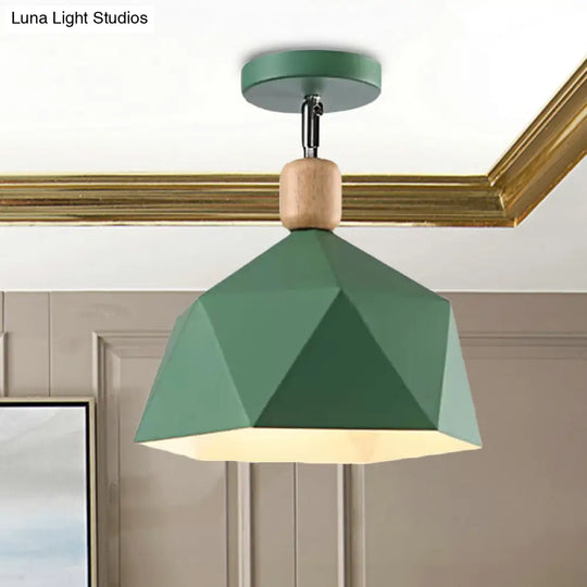 Adjustable Macaron Hexagon Ceiling Mount Light In Gray/White/Green For Corridor