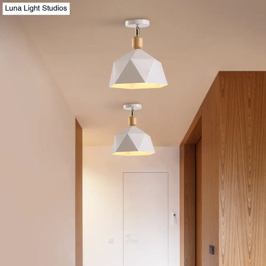Adjustable Macaron Hexagon Ceiling Mount Light In Gray/White/Green For Corridor White