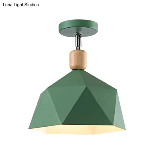 Adjustable Macaron Hexagon Ceiling Mount Light In Gray/White/Green For Corridor