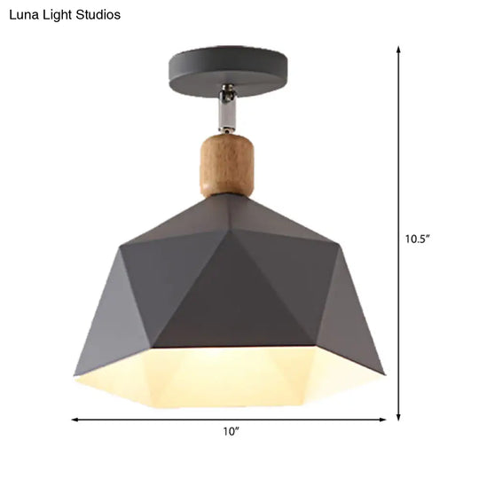 Adjustable Macaron Hexagon Ceiling Mount Light In Gray/White/Green For Corridor
