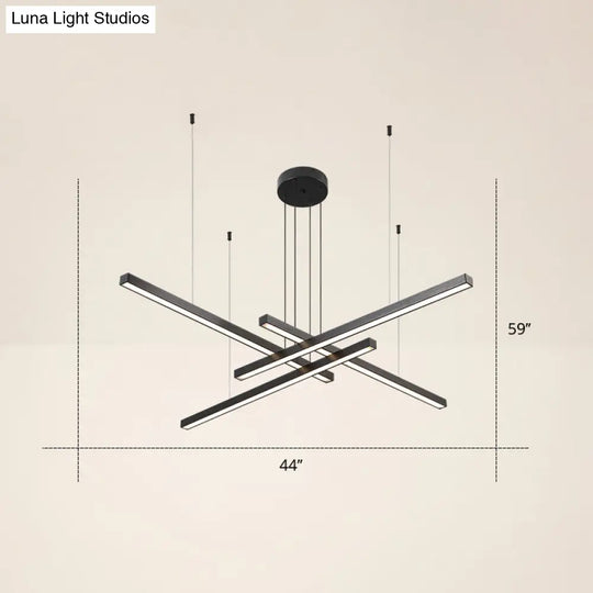 Adjustable Line Art Pendant Lamp: Minimalist Metal Led Chandelier For Bedroom Ceiling 4 / Black