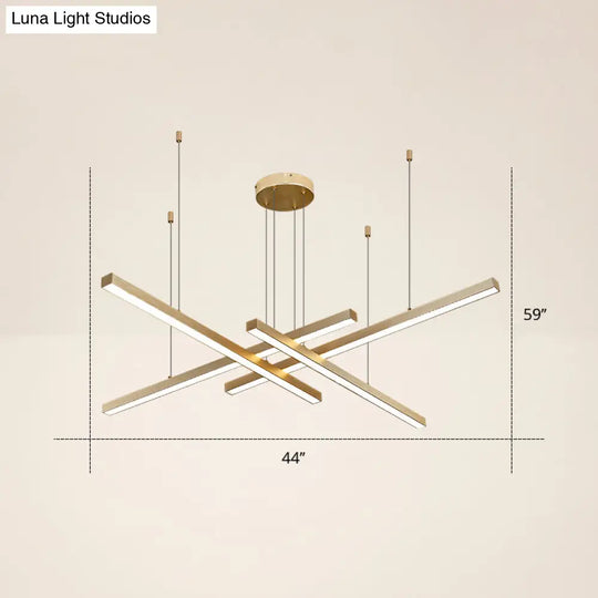 Adjustable Line Art Pendant Lamp: Minimalist Metal Led Chandelier For Bedroom Ceiling 4 / Gold White