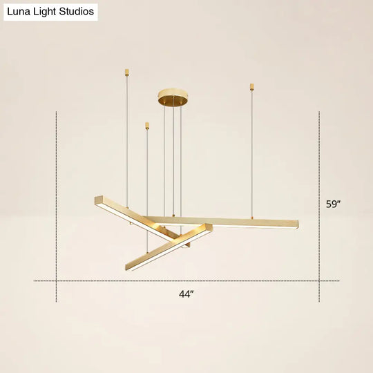 Adjustable Line Art Pendant Lamp: Minimalist Metal Led Chandelier For Bedroom Ceiling 3 / Gold Third