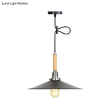 Adjustable Metallic Saucer Pendant Light For Kitchen - Industrial Ceiling Hanging With 1 Bulb