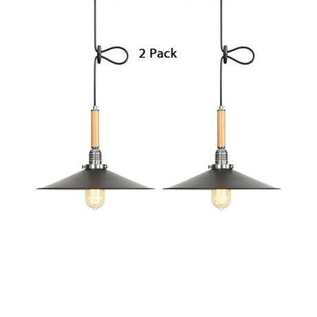 Adjustable Metallic Saucer Pendant Light For Kitchen - Industrial Ceiling Hanging With 1 Bulb Black