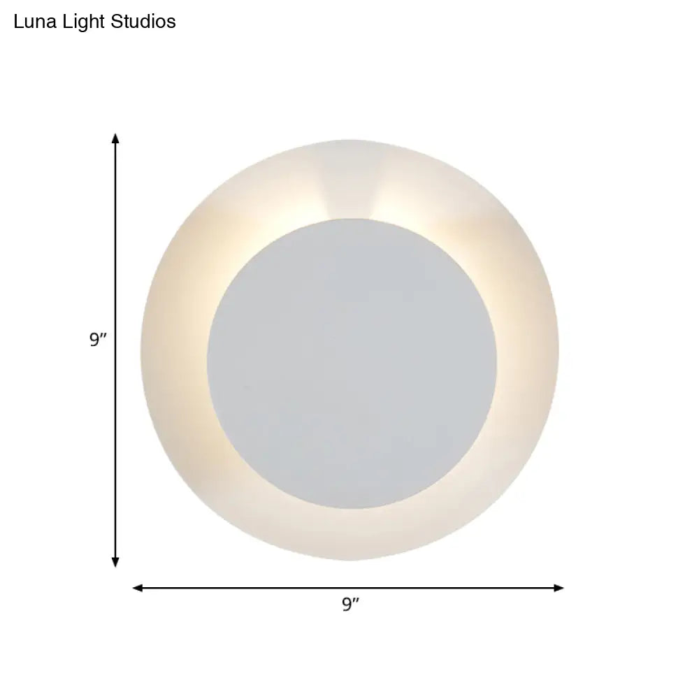 Adjustable Minimalist Led Metallic Disc Wall Sconce Lamp - White Mount Light Fixture